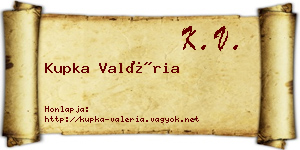 Kupka Valéria névjegykártya